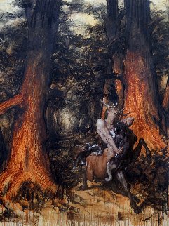 Cernunnos Hunted By Dogs in the Old Celtic Forests 2018 78x59 Super Huge Original Painting - Nico Vrielink Cernunnos Hunted By Dogs in the Old Celtic Forests 2018 78x59 Super Huge Original Painting - Nico Vrielink