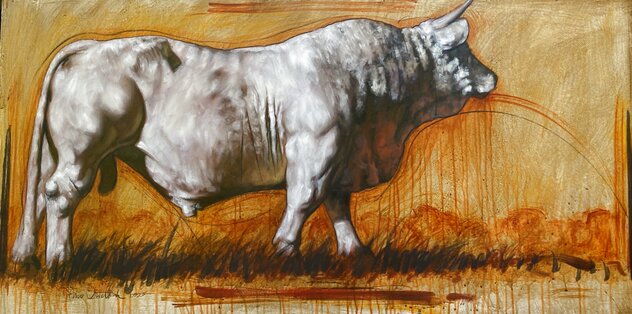 Bull 2025 24x47 - Oil on Canvas - Huge Original Painting by Nico Vrielink Bull 2025 24x47 - Oil on Canvas - Huge Original Painting by Nico Vrielink