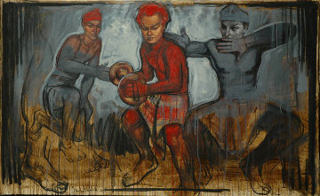 Dance for the Spirits, Keep on Walking 51x31 Huge Original Painting - Nico Vrielink