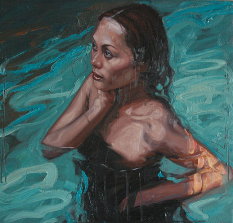 Tina (Swimming)  '25x23 Original Painting - Nico Vrielink