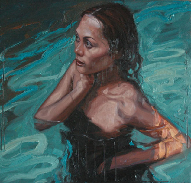 Tina (Swimming)  '25x23 Original Painting by Nico Vrielink