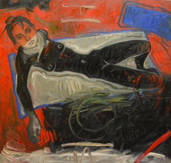Floating Woman in the Red Sea (Part p 1) 2012 78x78 Super Huge Original Painting - Nico Vrielink Floating Woman in the Red Sea (Part p 1) 2012 78x78 Super Huge Original Painting - Nico Vrielink