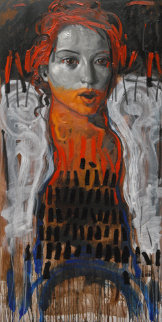 Portrait of a Woman 2011 78x39 Huge  Original Painting - Nico Vrielink