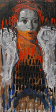 Portrait of a Woman 2011 78x39 Huge Original Painting - Nico Vrielink