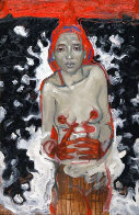 Woman With Her Flowers in the Secret Forest 2012 39x25 Original Painting by Nico Vrielink - 0 Woman With Her Flowers in the Secret Forest 2012 39x25 Original Painting by Nico Vrielink - 0