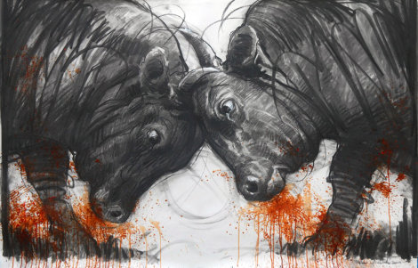 Clash of Titans  2014 38x59 Huge Drawing - Nico Vrielink