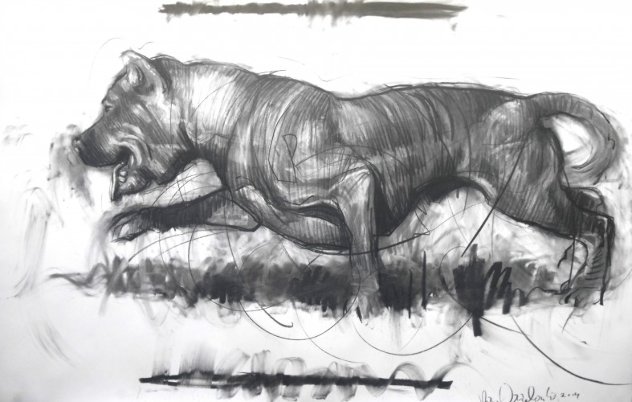 Dog Drawing 2014 39x59 Drawing by Nico Vrielink