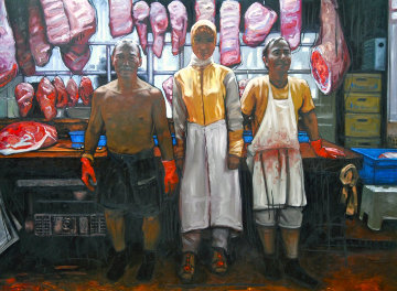 Butchers of Hong Kong 2014 59x79 Super Huge Original Painting - Nico Vrielink Butchers of Hong Kong 2014 59x79 Super Huge Original Painting - Nico Vrielink