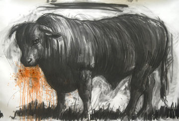 Bull Drawing 2015 39x59 Drawing - Nico Vrielink Bull Drawing 2015 39x59 Drawing - Nico Vrielink