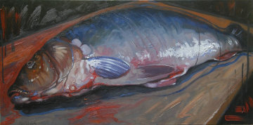 Fish 2015 19x39 Original Painting - Nico Vrielink Fish 2015 19x39 Original Painting - Nico Vrielink
