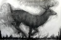 Running Deer Drawing 2015 39x59 Drawing by Nico Vrielink - 0 Running Deer Drawing 2015 39x59 Drawing by Nico Vrielink - 0