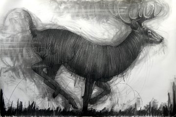 Running Deer Drawing 2015 39x59 Drawing - Nico Vrielink Running Deer Drawing 2015 39x59 Drawing - Nico Vrielink