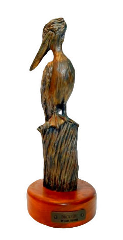 Dockside Bronze Sculpture 1999 13 in - Pelican Sculpture - Carl Wagner