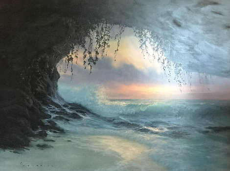 Mermaids Cave 39x51 Huge Original Painting - Walfrido Garcia