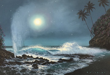Tide Pools And Blowholes 2000 32x44 Super Huge Original Painting - Walfrido Garcia Tide Pools And Blowholes 2000 32x44 Super Huge Original Painting - Walfrido Garcia