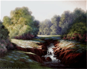Untitled Landscape 2000 26x32 Original Painting - Walfrido Garcia Untitled Landscape 2000 26x32 Original Painting - Walfrido Garcia