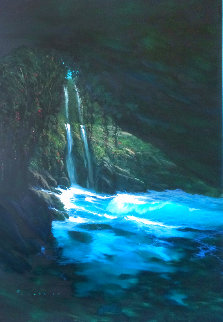 Turquoise Retreat 1996 51x41 Super Huge Original Painting - Walfrido Garcia Turquoise Retreat 1996 51x41 Super Huge Original Painting - Walfrido Garcia