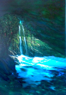 Turquoise Retreat 1996 51x41 Huge Original Painting - Walfrido Garcia
