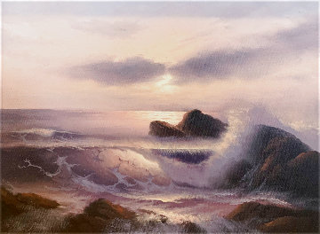 Sunset Seascape 2007 21x24 Original Painting - Walfrido Garcia