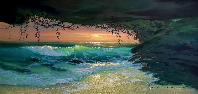 Lucid Dreams 1997  21x33 - Signed Twice - Koa Frame Original Painting by Walfrido Garcia