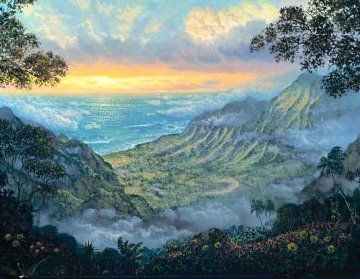 Kalalau Lookout 1997 30x48 Huge Original Painting - Walfrido Garcia