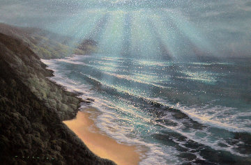 Light From Heaven 2001 36x26 Original Painting - Walfrido Garcia