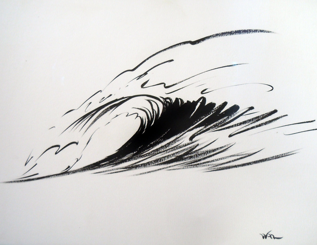Wave Form Chinese Brush Painting 2008 14x24 Original Painting by Walfrido Garcia Wave Form Chinese Brush Painting 2008 14x24 Original Painting by Walfrido Garcia