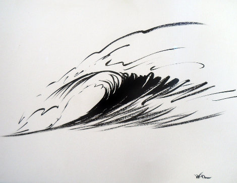 Wave Form Chinese Brush Painting 2008 14x24 Original Painting - Walfrido Garcia