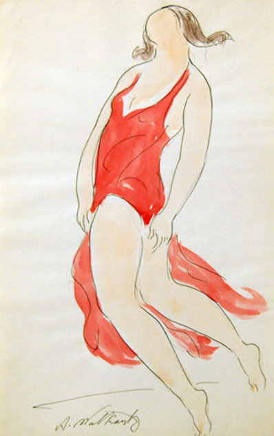 Isadora Duncan I Watercolor 1910 13x8 Watercolor by Abraham Walkowitz