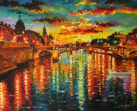 Sunset Over Seine 2014 Embellished Limited Edition Print by Daniel Wall - 0