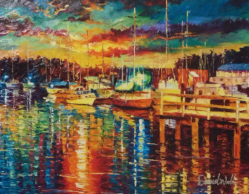 Glitter Harbor Embellished Limited Edition Print - Daniel Wall Glitter Harbor Embellished Limited Edition Print - Daniel Wall