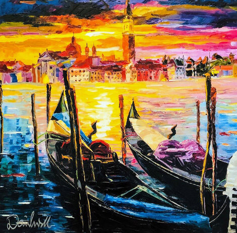 Stillness of Venice 2017 - Framed  Embellished Giclee on Canvas Limited Edition Print - Daniel Wall
