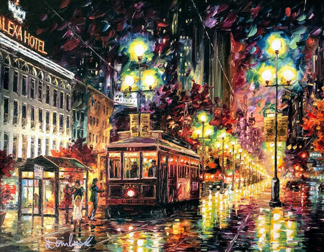 New Orleans Cable Car 2016 - Framed Embellished Giclee on Canvas  - Louisiana Limited Edition Print - Daniel Wall