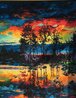 Lake Afternoon 2017 - Framed  Embellished Giclee on Canvas Limited Edition Print by Daniel Wall - 4