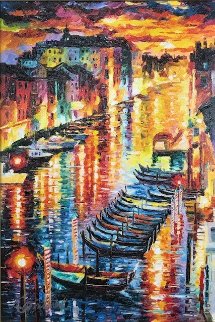 Night Impression of Grand Canal 2017 Embellished Limited Edition Print - Daniel Wall Night Impression of Grand Canal 2017 Embellished Limited Edition Print - Daniel Wall