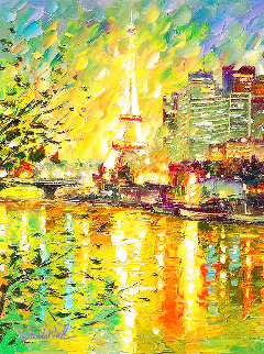 Reflection of Eiffel Tower 2016 Embellished Limited Edition Print - Daniel Wall Reflection of Eiffel Tower 2016 Embellished Limited Edition Print - Daniel Wall