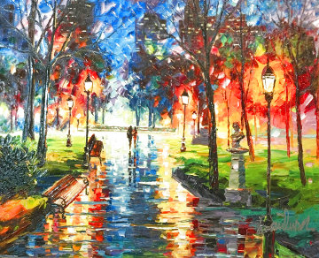Central Park At Twilight 2017 Embellished Limited Edition Print - Daniel Wall Central Park At Twilight 2017 Embellished Limited Edition Print - Daniel Wall
