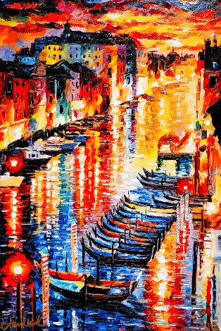 Night Impression of Grand Canal 2017 Embellished Limited Edition Print - Daniel Wall