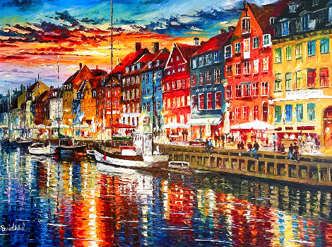 Beautiful Copenhagen 2014 43x52 Huge Original Painting - Daniel Wall