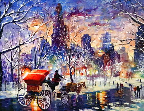 Snowy New York Embellished Giclee on Canvas 2014 - NYC Limited Edition Print - Daniel Wall
