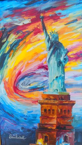 Freedom 2020 - Framed Embellished Giclee on Canvas - New York Limited Edition Print - Daniel Wall