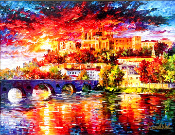 Sunset over Beziers 2014 Embellished - France Original Painting - Daniel Wall Sunset over Beziers 2014 Embellished - France Original Painting - Daniel Wall