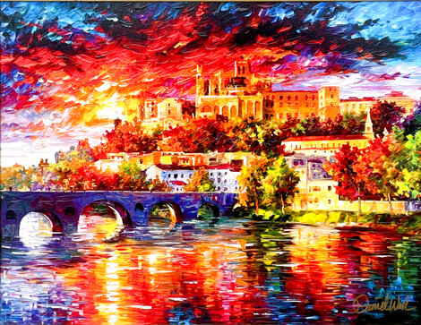Sunset over Beziers 2014 - Embellished Giclee on Canvas - France Limited Edition Print - Daniel Wall