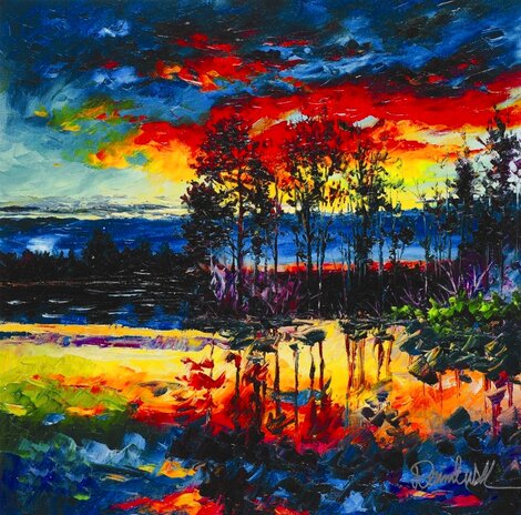 Lake Afternoon AP - Framed Embellished Giclee on Canvas Limited Edition Print - Daniel Wall