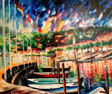 Twilight Over Resort Harbor 2008 31x35 Original Painting - Daniel Wall