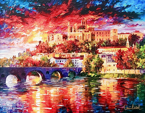 Sunset Over Beziers HC 2014 - Framed Embellished Gicee on Canvas  - France Limited Edition Print - Daniel Wall