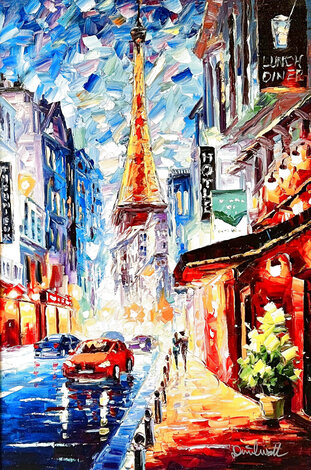 Parisian Love 2022 - Framed  Embellished Giclee on Canvas - France Limited Edition Print - Daniel Wall