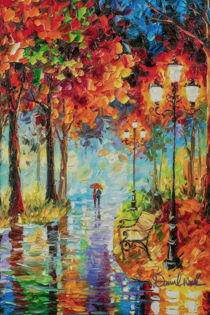 at dusk パステル画 City Street Dusk 2014 Embellished Giclee on Canvas 24x19 by