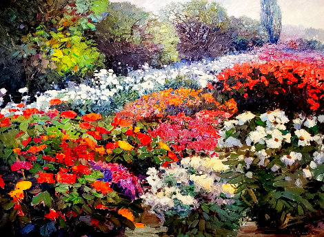 Summer Garden 1992 72x84 Original Painting - Kent Wallis