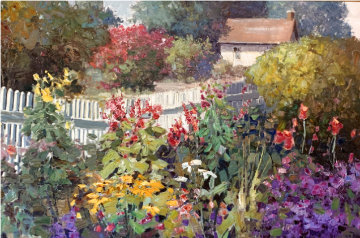 Follow the Fence 1995 60x72 Huge Original Painting - Kent Wallis Follow the Fence 1995 60x72 Huge Original Painting - Kent Wallis